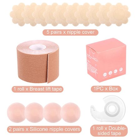 Dobbeltsidig Lim, Vannfast, Øyeblikkelig Brystløft Tape, Silikon Brystvortedeksel