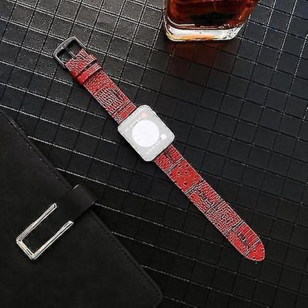 Krokodil- och strutspräglat äkta läderarmband för Apple Watch