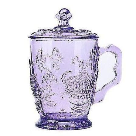 200ml Europæisk Retro Glaskop Kronelåg Håndtag Lilla