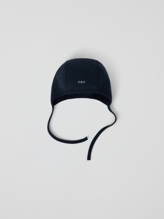 Hjelmlue ullfrotté i merino - 40|42 - barneklær - blue - Polarn O. Pyret