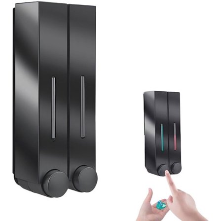 Schampodispenser - Tvåldispenser - ABS - Vätskenivåindikator - 2 läckagesäkra behållare