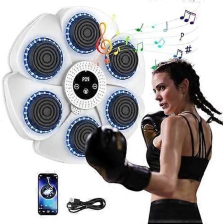 Musik Boksemaskine, 2024 Ny Smart Væg Boksemaskine - Bluetooth med Boksehandsker Voksne Børn 9 Hastigheder og Nedtællingsfunktion