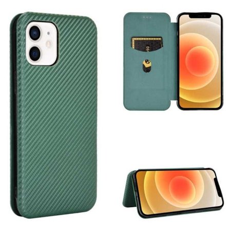 iPhone 12/12 Pro Flipfodral Kortfack CarbonDreams Grön