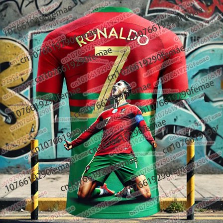 Mote Hot Sale Cristiano Ronaldo 3D-printet Herre Fan Minne Sport T-skjorte Utendørs Komfortabel Pustende Jersey