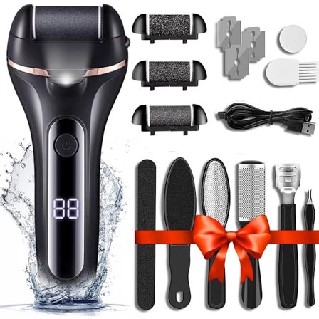 Elektrisk fotfil callusfjerner med 3 rullehoder Oppladbart pedikyrsett for fotpleie