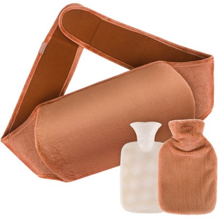 1L varm vandflaske med blødt taljebetrækk til smertelindring ryg nakke varmere hånd- og fodbetræk, brun