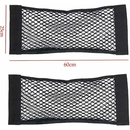 Trunk Storage Net [2 Pack] Bilförvaringsnät - Flaskor Livsmedelsförvaring Lägg till Car Truck Organizer(Svart,60 x 25cm)