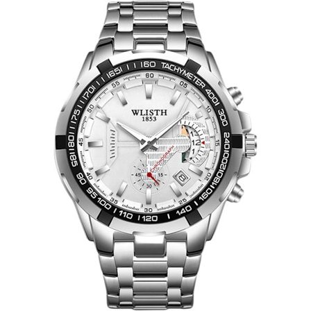 Men's Watch 47mm Classic Design Stainless Steel With Gift Box Silver Color