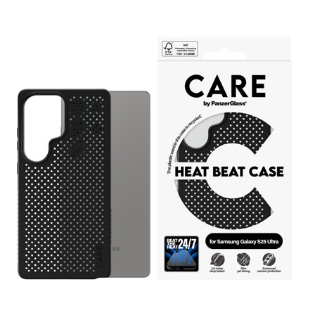 PanzerGlass CARE Galaxy S25 Ultra Heat Beat deksel Perforert for god varmeavledning, sterk beskyttelse, laget av resirkulert plast