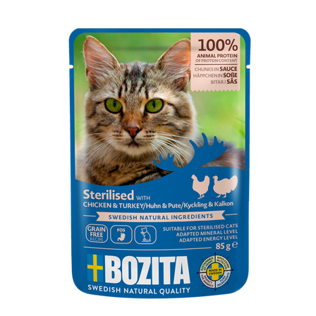 Bozita Katt - Sterilisert kylling og kalkun i saus 85 g - Katt - Kattefôr & kattemat - Våtfôr og våtmat - ZOO.no