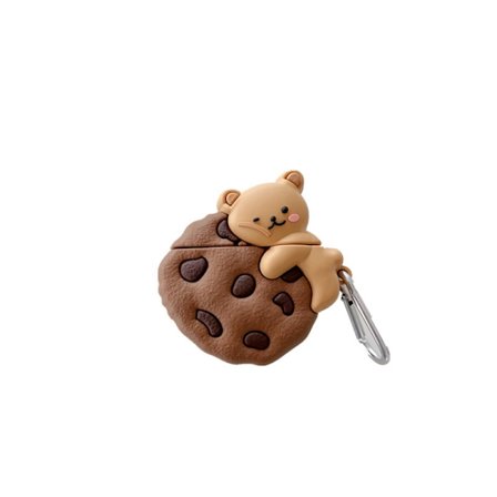Söpö AirPods 4 4. sukupolven kotelo, Kawaii 3D sarjakuva Cookie Bear pehmeä silikoninen suojakuori avaimenperällä iskunkestävä latauskotelo 