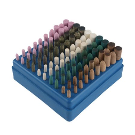 Slipesett med slipehoder, slipeskive ull kuskinn gummi sesam poleringshode Mix 3.0 skaft (flerfarget) (100 stk)