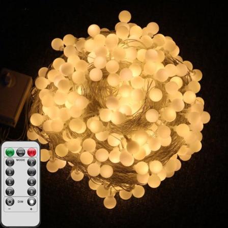 Ball LED String Light Fjärrkontroll Kedja Fairy Light Holiday Jul Bröllop Outdoor Decor LED Warm white 1.5M-No Remote