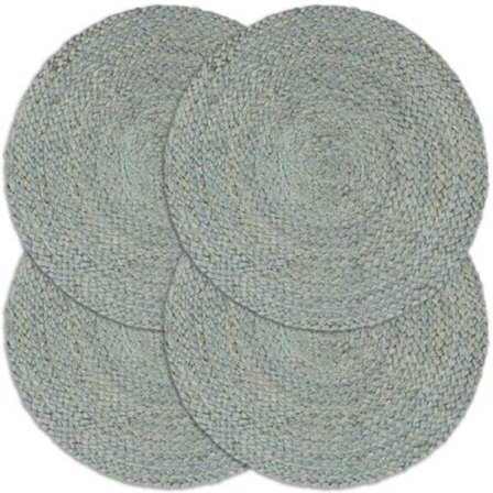 Plasseringsbrikker 4 stk Ensfarget Olivgrønn 30 cm Rund Jute