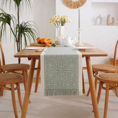 Håndlaget bordløper med dusker, amerikansk jacquard bordløper, duk, kommodebeskytter, håndkle, dekorativ støvtett duk Square spinning