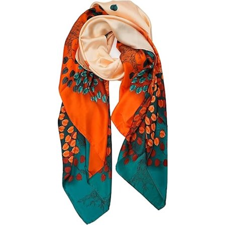 Scarves, Vintage Lövmönstrad Sjal, Mjukt Polyestertyg, Stilren Och Mångsidig, Perfekt För Utomhusbruk