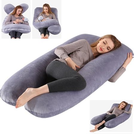 Gravidpute / Kroppspute U-formet 130cm, Full Body Pute for Gravide med Støtte for Hofter, Ben, Rygg og Mage