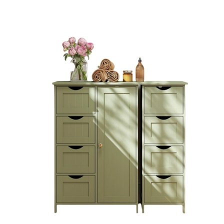 Rootzin kylpyhuonekaappi - kapea sivukaappi - Laurel Grun - kosteudenkestävä MDF - 30 cm x 55cm x 82 cm