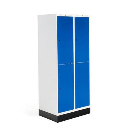 Schülerspind ROZ, 2 Module, 4 Türen, 1890x800x550 mm, blau, inkl. Sockel