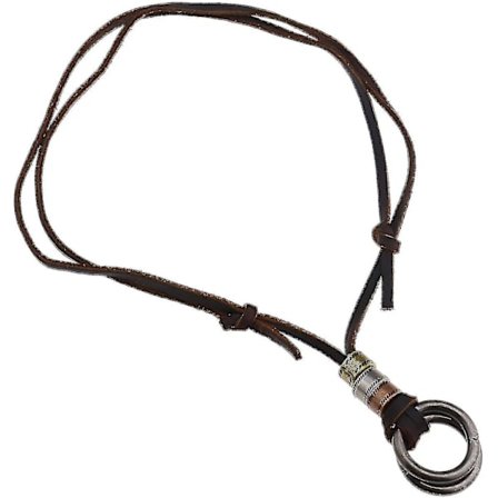 Halsband med dubbla ringar i legering, läder, justerbart för män/kvinnor