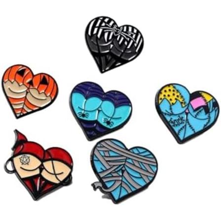 Halloween Emblempinsæt i emalje - Goth Græskar Edderkop Bat Hjerte Lapel Badges til hatte Tasker Rygsække - Horror Cosplay De