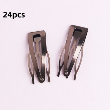 24 stk. hårspænder med dobbelt greb, metal, trykknap, GUNMETAL