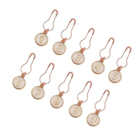 10-pack nummererede maskemarkører 0-9 til strik og hækling med lås og emaljefinish