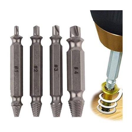 Skrueuttrekker-sett for ødelagte skruer, 4 stk - Fjern ødelagte bolter enkelt