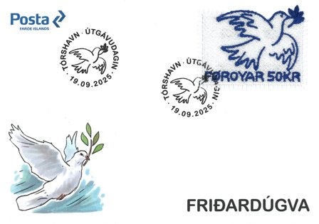 Færøerne - Fredsdue/Dove of Peace - FDC med miniark