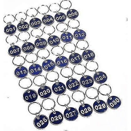 Alumiiniset numerolaput käsin, metalliset numerokyltit, avainten säilytysnumerot, numeroidut tunnistelaput, avainlaput (1-50, sininen)