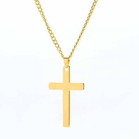 Kors Halskæde til Mænd, Guld Rustfrit Stål Plain Kors Vedhæng Halskæde til Mænd Kæde