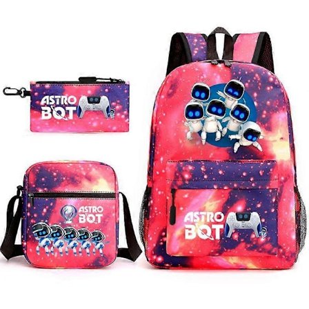 3 stk. Astro Bot Ungdom Skolesekk Romrobot Ryggsekk [Db]