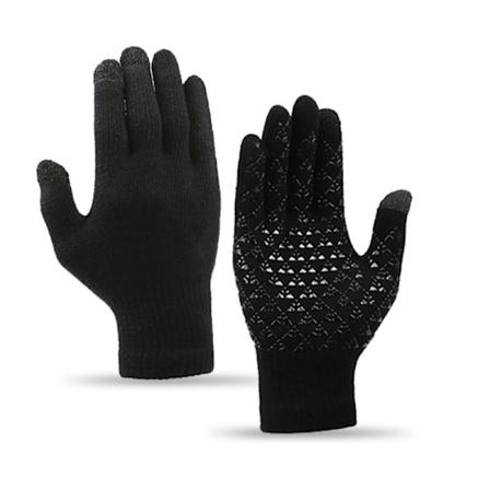 Par Winter Touchscreen-hansker, Sportshansker, Varme, Sklisikre, med Myk Strikket Termisk Fór, for Menn og Kvinner (Svart)