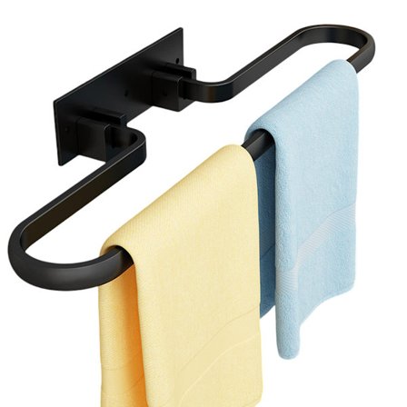 Håndkleholder uten boring, selvklebende sammenleggbar håndklestang, aluminium badehåndkleholder, matt svart gjestehåndkleholder, kjøkkenhåndkleholder,