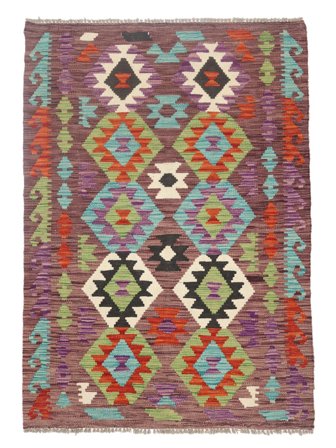 Hand Woven Kilim Afghan Old Style Rug 102X144 Wool Dark Red/Dark Green Small
