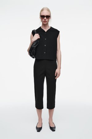COS Women's Gilet In Maglia Con Colletto in Nero