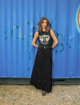 NOISY MAY Nmfreja Popeline Maxi Skirt Wvn - Black - L