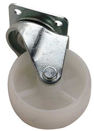 PN-BESLAG MØBELHJUL MED DREIEPLATE HVIT Ø50MM