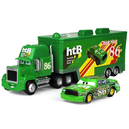 Film Biler 2 3 Figurer Lynet Mcqueen & Kongen & Chick Hicks & Mack Truck Onkel Metall Die-cast Lekebiler Vehical Modell For Barn Bursdag Gaver