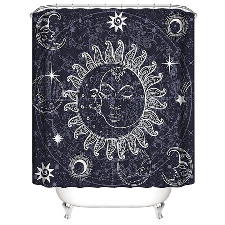 Bohemia Duschdraperi 180*180cm, Vattentätt Polyester Duschdraperi med 12 Krokar för Juldekoration, Badrumsdraperi