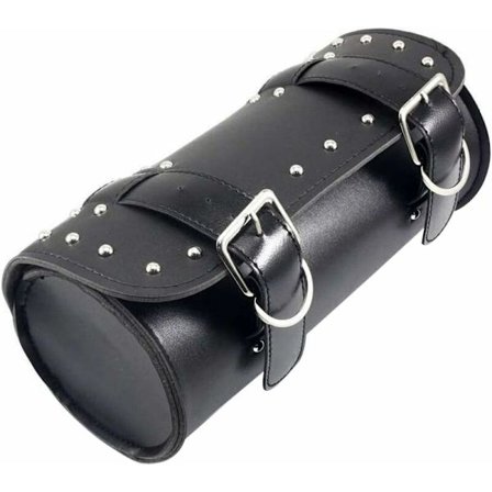 Universaali moottoripyörän satulalaukku, vedenpitävä PU-nahkainen moottoripyörän työkalulaukku, pyöreä säilytyslaukku, musta