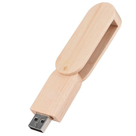Roterande Woody USB 2.0 Minneslagringsenhet Tummenhet Flash Drive U-skiva (Lönn, 16 GB)