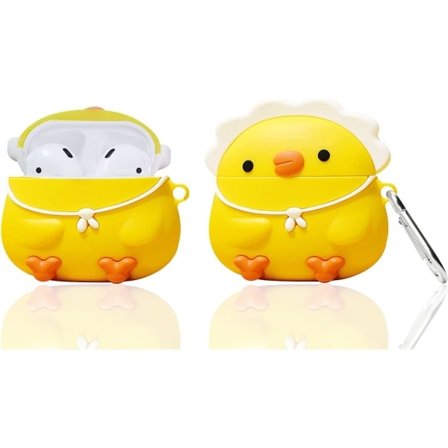(Liten Gul Kylling) for Airpods Mykt Silikondeksel, 3D Cu
