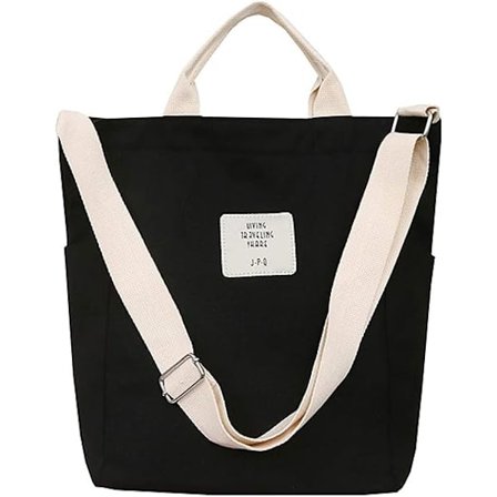 Axelväska i canvas, toteväska i bomull, shoppingväska, crossbodyväska, resväska