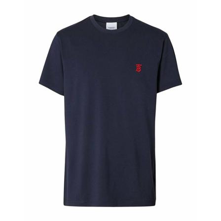 Burberry Embroidered logo T-shirt , Blauw , Heren , Maat: 2XL