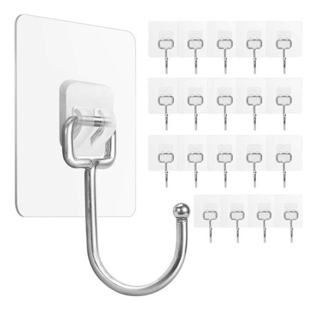 20 stk Store selvklebende kroker Sticky Hooks Veggkroker