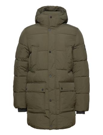 Crinkle Nylon Longlength Puffer Foret Jakke Khakigrønn Calvin Klein