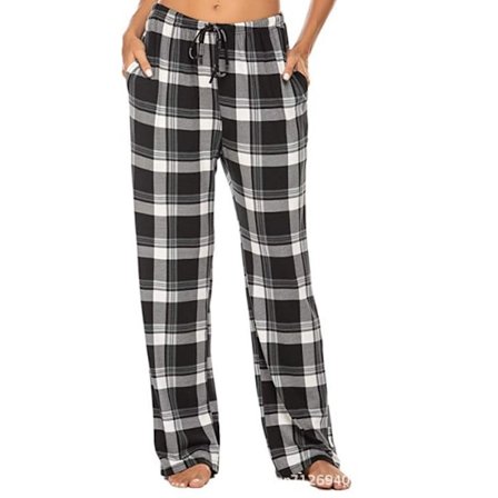 Miehet Flanelliruutuiset Pyjama-housut Musta