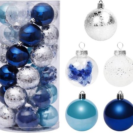 Blå Julekugler Juletræ Dekorationer Plastik Dekorationskugler 6cm