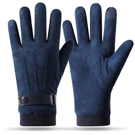 Vinterhandsker til mænd - fortykkede, varme, vindtætte touchscreen-handsker - ideelle til udendørs cykling, skiløb og biking - marineblå - én 